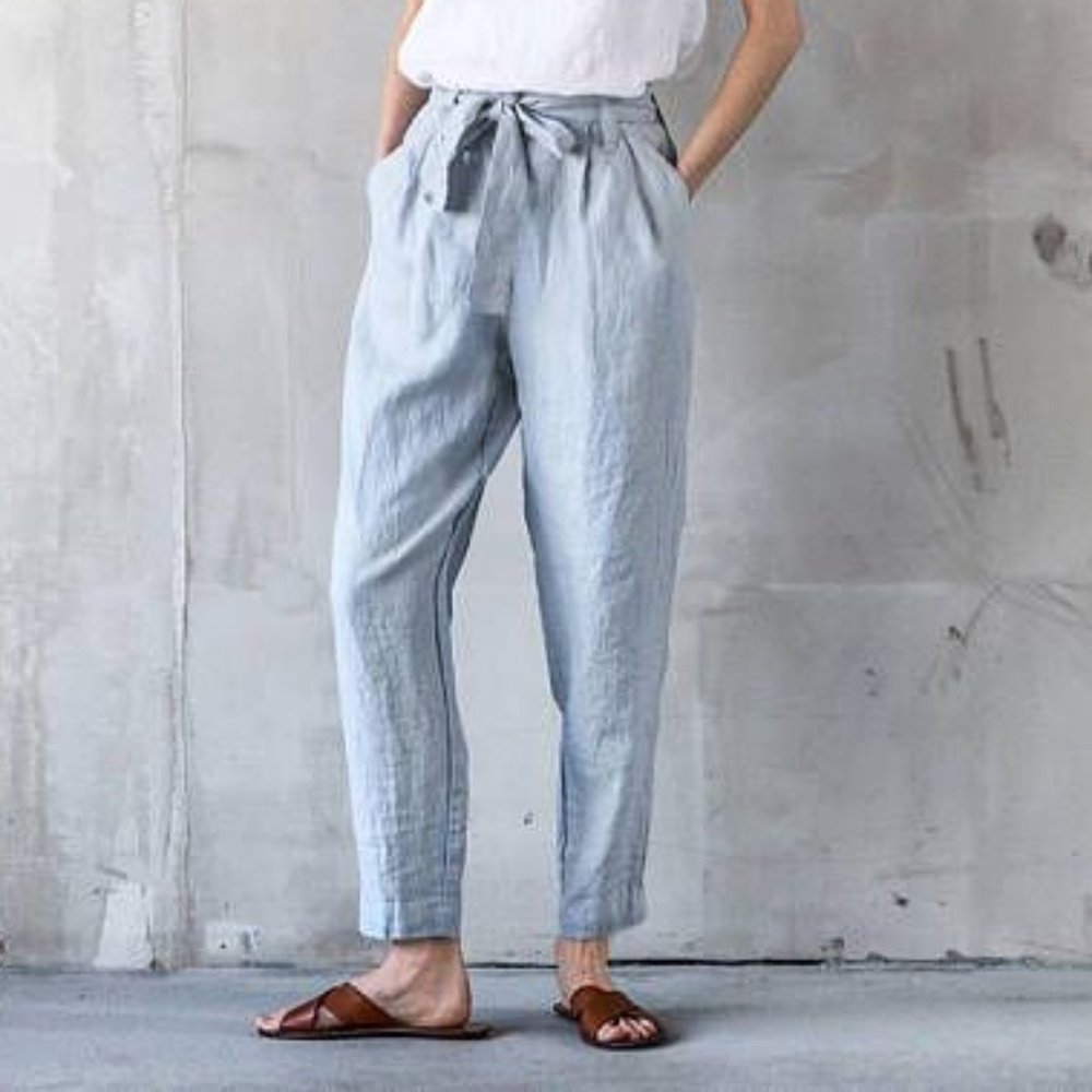 Not Perfect Linen "Boyfriend" Pant, Black, Size S